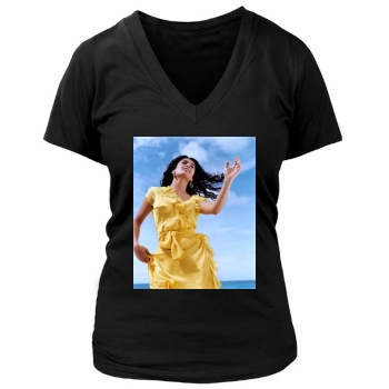 Salma Hayek Women's Deep V-Neck TShirt