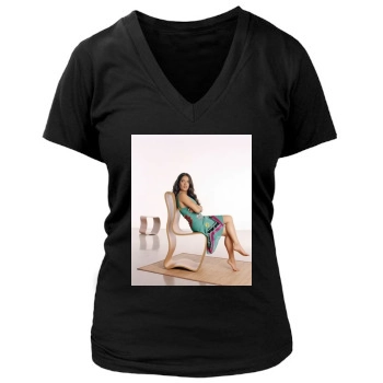 Salma Hayek Women's Deep V-Neck TShirt