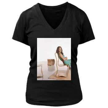 Salma Hayek Women's Deep V-Neck TShirt