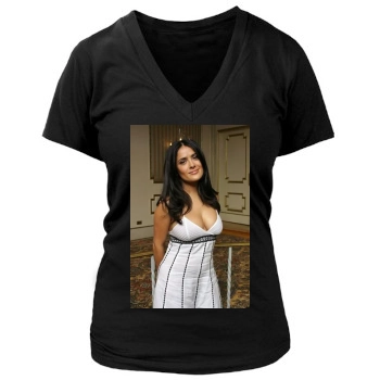 Salma Hayek Women's Deep V-Neck TShirt