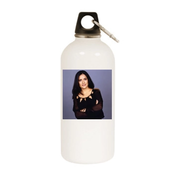 Salma Hayek White Water Bottle With Carabiner