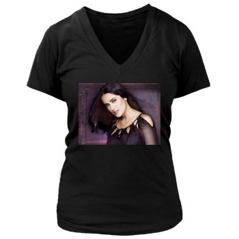 Salma Hayek Women's Deep V-Neck TShirt