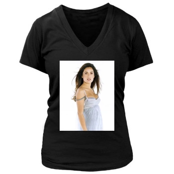 Salma Hayek Women's Deep V-Neck TShirt