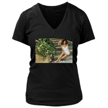 Salma Hayek Women's Deep V-Neck TShirt