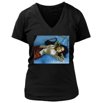 Salma Hayek Women's Deep V-Neck TShirt