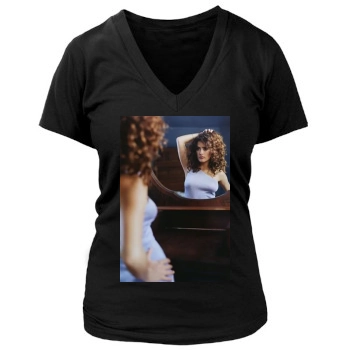 Salma Hayek Women's Deep V-Neck TShirt