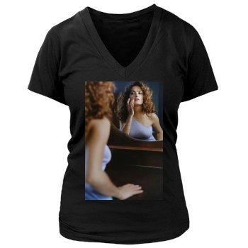 Salma Hayek Women's Deep V-Neck TShirt