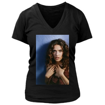 Salma Hayek Women's Deep V-Neck TShirt