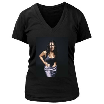 Salma Hayek Women's Deep V-Neck TShirt