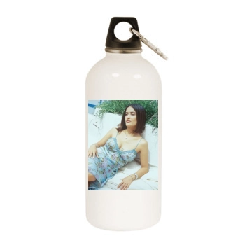 Salma Hayek White Water Bottle With Carabiner