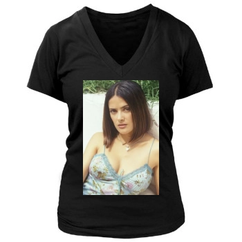 Salma Hayek Women's Deep V-Neck TShirt