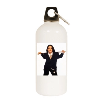 Salma Hayek White Water Bottle With Carabiner