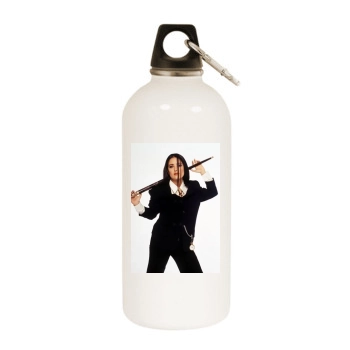 Salma Hayek White Water Bottle With Carabiner