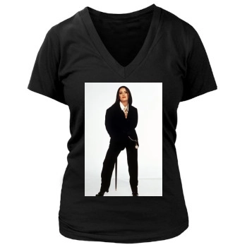 Salma Hayek Women's Deep V-Neck TShirt