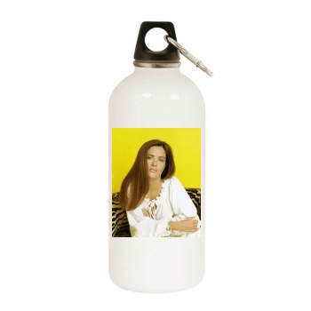 Salma Hayek White Water Bottle With Carabiner