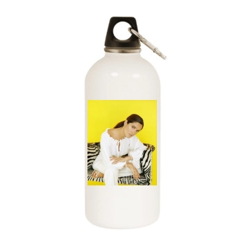 Salma Hayek White Water Bottle With Carabiner