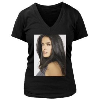 Salma Hayek Women's Deep V-Neck TShirt