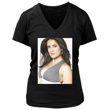 Salma Hayek Women's Deep V-Neck TShirt