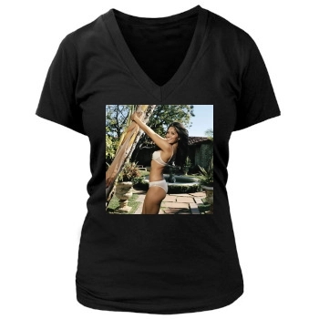 Sarah Shahi Women's Deep V-Neck TShirt