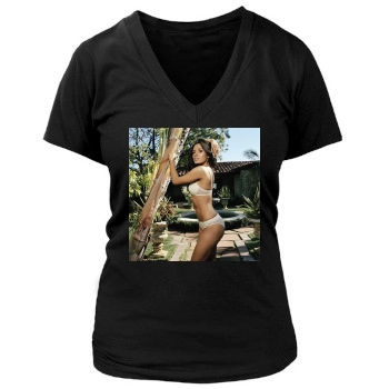 Sarah Shahi Women's Deep V-Neck TShirt