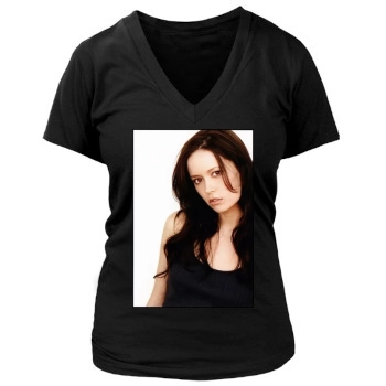 Summer Glau Women's Deep V-Neck TShirt