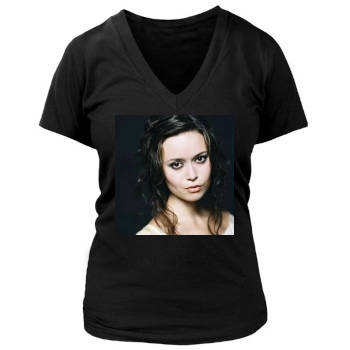 Summer Glau Women's Deep V-Neck TShirt