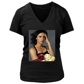 Famke Janssen Women's Deep V-Neck TShirt