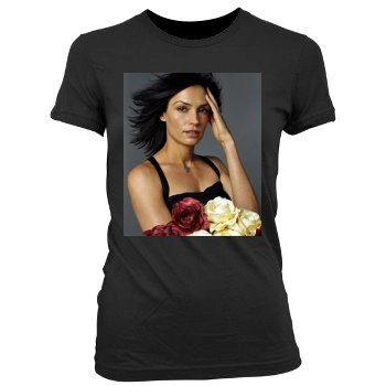 Famke Janssen Women's Junior Cut Crewneck T-Shirt