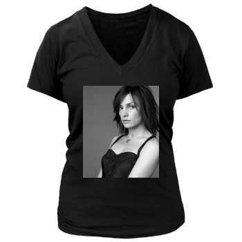 Famke Janssen Women's Deep V-Neck TShirt