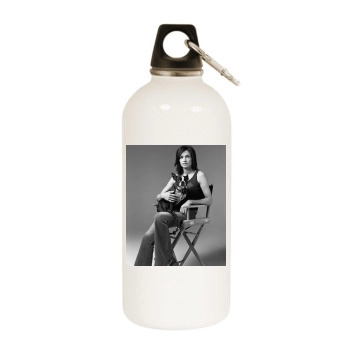 Famke Janssen White Water Bottle With Carabiner