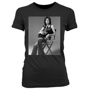 Famke Janssen Women's Junior Cut Crewneck T-Shirt