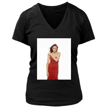 Famke Janssen Women's Deep V-Neck TShirt