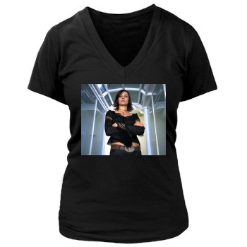 Famke Janssen Women's Deep V-Neck TShirt