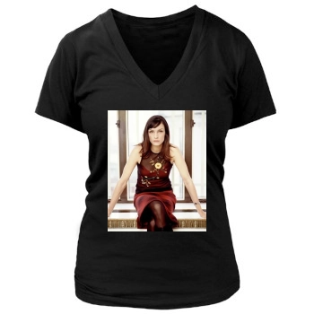 Famke Janssen Women's Deep V-Neck TShirt