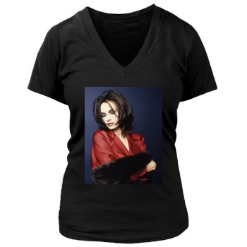 Famke Janssen Women's Deep V-Neck TShirt