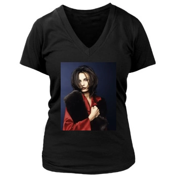 Famke Janssen Women's Deep V-Neck TShirt