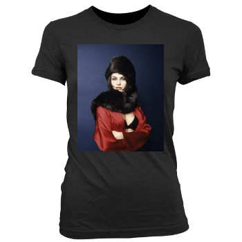 Famke Janssen Women's Junior Cut Crewneck T-Shirt