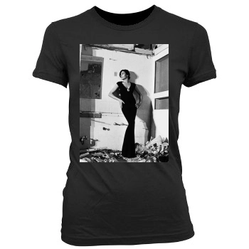 Famke Janssen Women's Junior Cut Crewneck T-Shirt