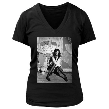 Famke Janssen Women's Deep V-Neck TShirt