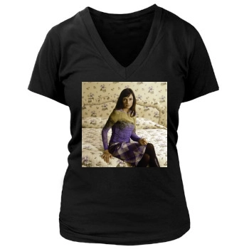 Famke Janssen Women's Deep V-Neck TShirt