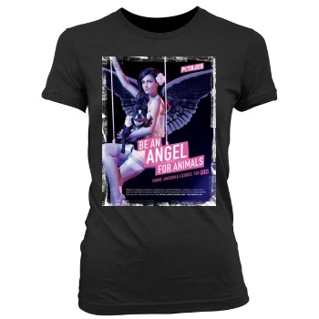 Famke Janssen Women's Junior Cut Crewneck T-Shirt