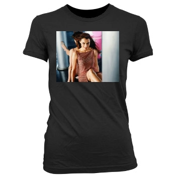 Famke Janssen Women's Junior Cut Crewneck T-Shirt