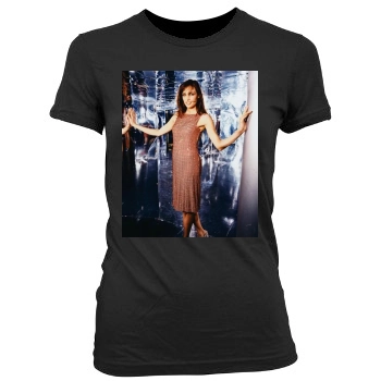 Famke Janssen Women's Junior Cut Crewneck T-Shirt