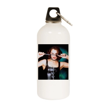 Famke Janssen White Water Bottle With Carabiner