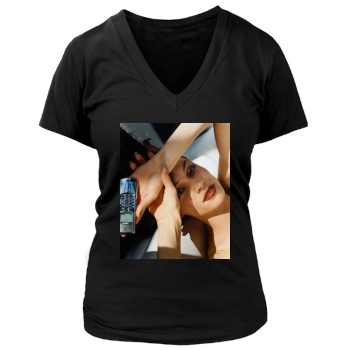 Famke Janssen Women's Deep V-Neck TShirt