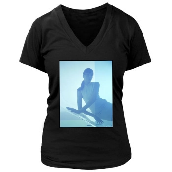 Famke Janssen Women's Deep V-Neck TShirt