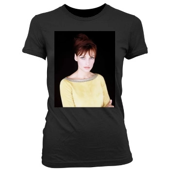 Famke Janssen Women's Junior Cut Crewneck T-Shirt