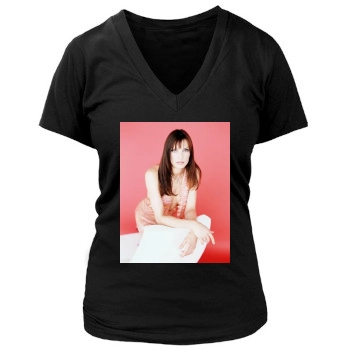 Famke Janssen Women's Deep V-Neck TShirt