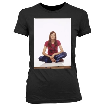 Famke Janssen Women's Junior Cut Crewneck T-Shirt