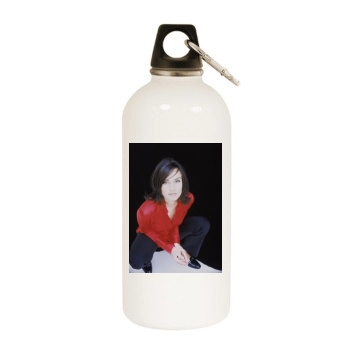 Famke Janssen White Water Bottle With Carabiner